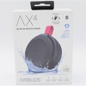 Airbuds AX4 On-The-Go Wireless Speaker Bluetooth IPX4 Black Rechargeable WL15011